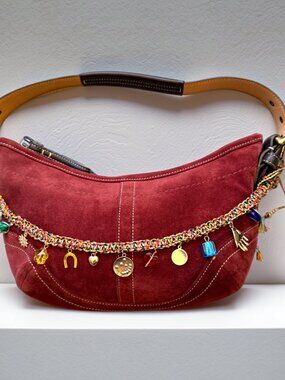 Coach Y2K Burgundy Red Suede Mini Soho Hobo Shoulder Bag 9503 China